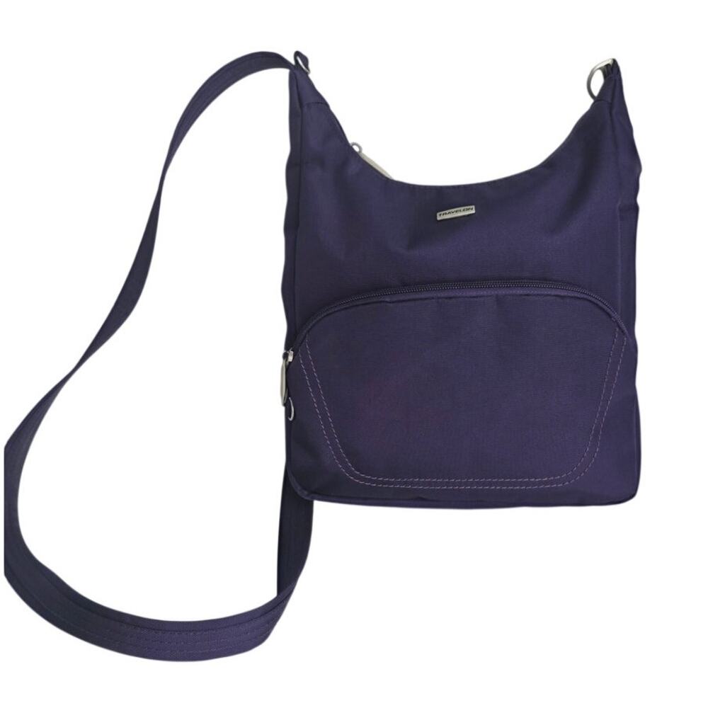 Travelon Purple Crossbody Bag Anti Theft Travel Purse Nylon Adjustable Strap
